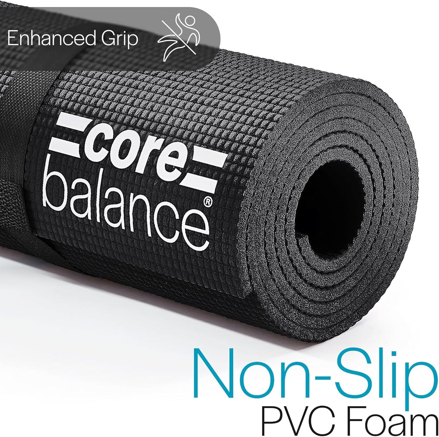 Yoga Mat, Thick Foam 6Mm, Non Slip, Exercise Fitness Gym, Compact Lightweight with Carry Strap