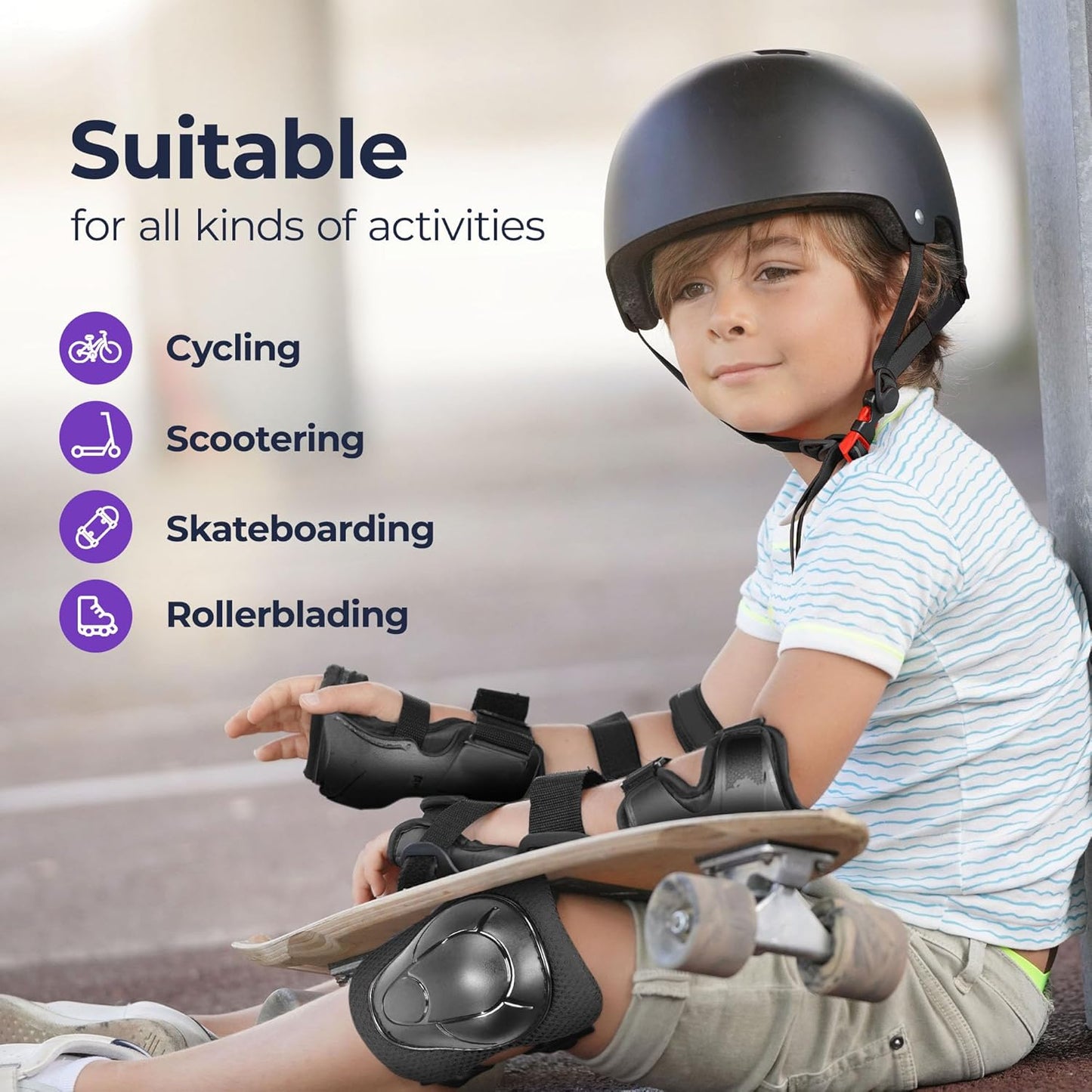 🛡️ Kids Helmet & Protective Pads Set – Adjustable Multi-Sport Safety Gear for Cycling, Skateboarding & Scooters (Ages 3–15)