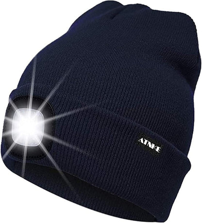 🔦 LED Lighted Beanie Cap – USB Rechargeable, Ultra-Bright 4-LED Headlamp Hat | Warm Winter Hat for Men & Women