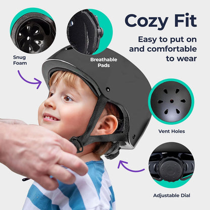 🛡️ Kids Helmet & Protective Pads Set – Adjustable Multi-Sport Safety Gear for Cycling, Skateboarding & Scooters (Ages 3–15)