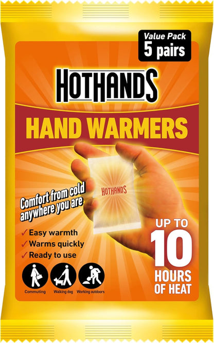 🔥 HotHands® Hand Warmers – 5 Pairs | 10 Hours of Instant Heat | Air-Activated & Ready to Use