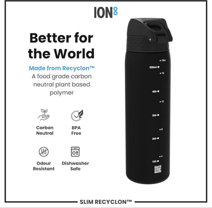 Ion8 OneTouch Water Bottle – 500ml / 18oz | Leak-Proof, BPA-Free, Easy-Open Flip Lid, Dishwasher Safe, Eco-Friendly