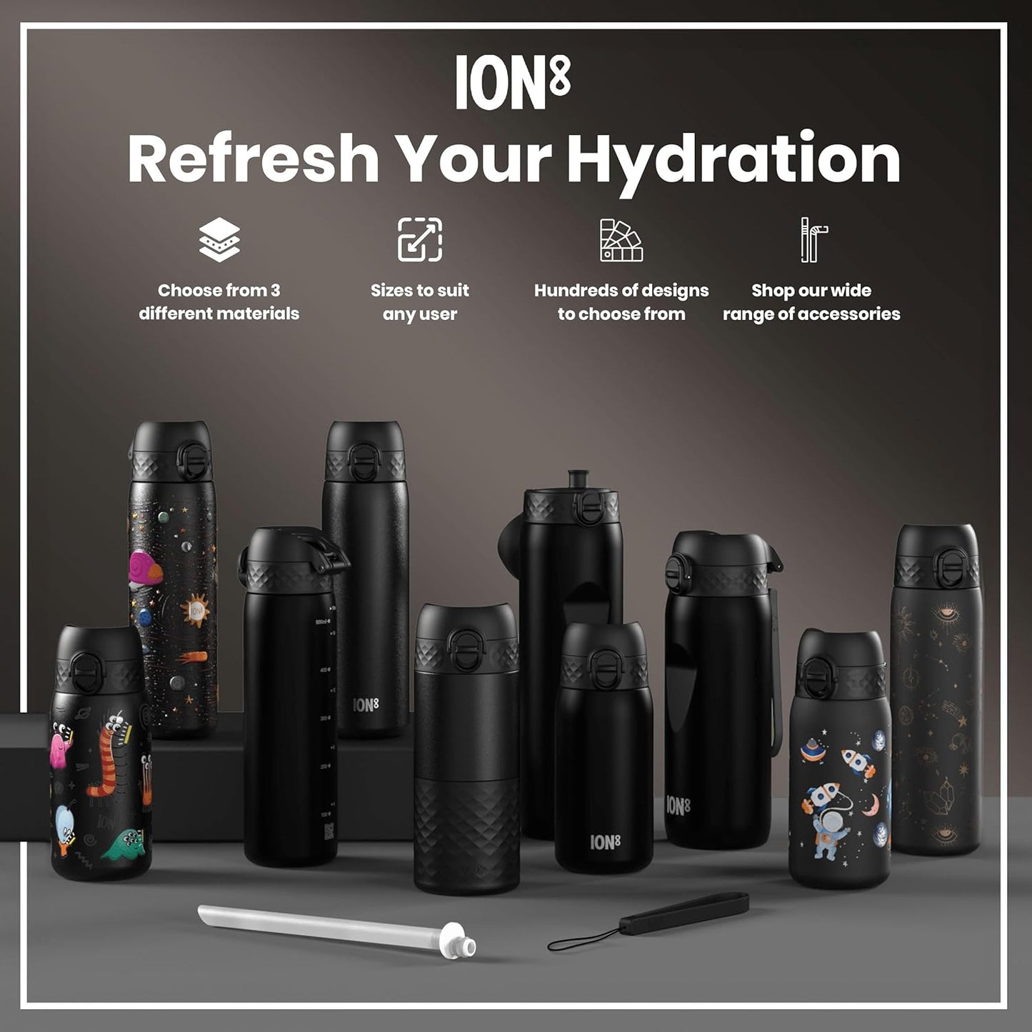Ion8 OneTouch Water Bottle – 500ml / 18oz | Leak-Proof, BPA-Free, Easy-Open Flip Lid, Dishwasher Safe, Eco-Friendly