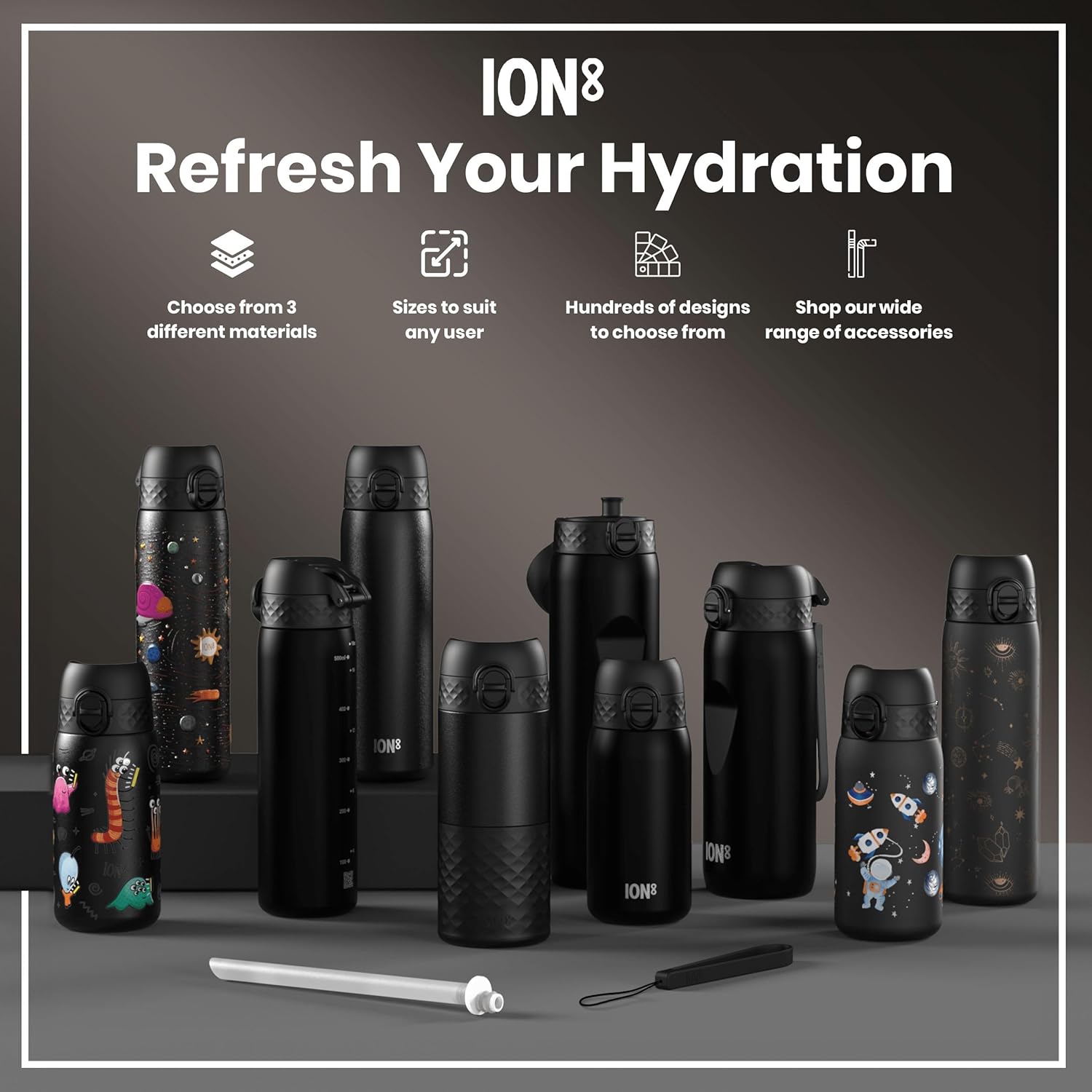 Ion8 OneTouch Water Bottle – 500ml / 18oz | Leak-Proof, BPA-Free, Easy-Open Flip Lid, Dishwasher Safe, Eco-Friendly