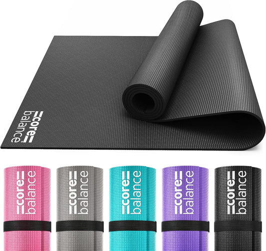 Yoga Mat, Thick Foam 6Mm, Non Slip, Exercise Fitness Gym, Compact Lightweight with Carry Strap