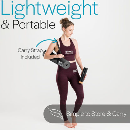 Yoga Mat, Thick Foam 6Mm, Non Slip, Exercise Fitness Gym, Compact Lightweight with Carry Strap