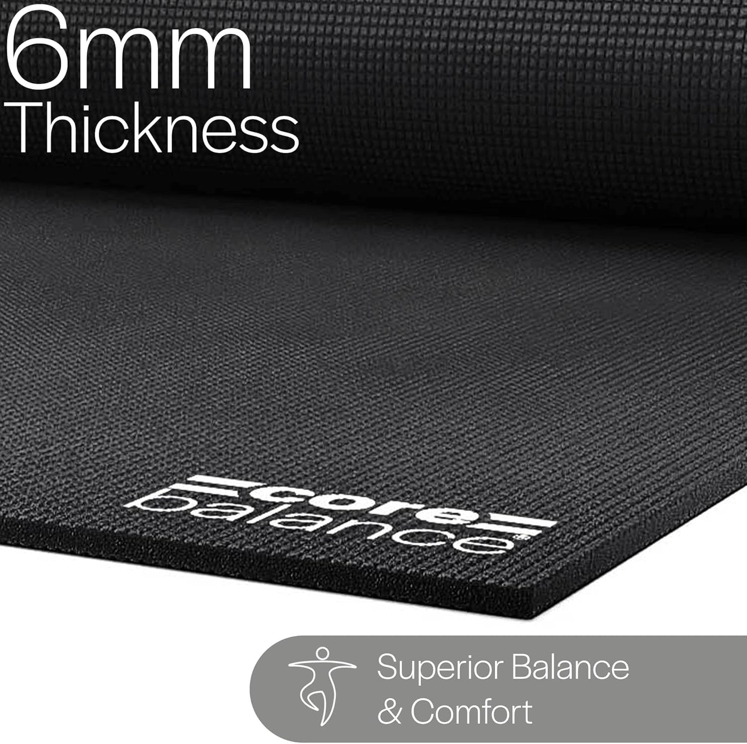Yoga Mat, Thick Foam 6Mm, Non Slip, Exercise Fitness Gym, Compact Lightweight with Carry Strap