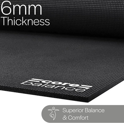 Yoga Mat, Thick Foam 6Mm, Non Slip, Exercise Fitness Gym, Compact Lightweight with Carry Strap